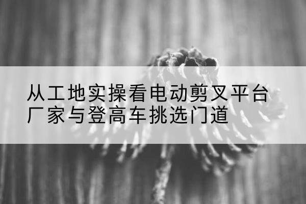 榆林电动剪叉升降平台厂家-从工地实操看电动剪叉平台厂家与登高车挑选门道